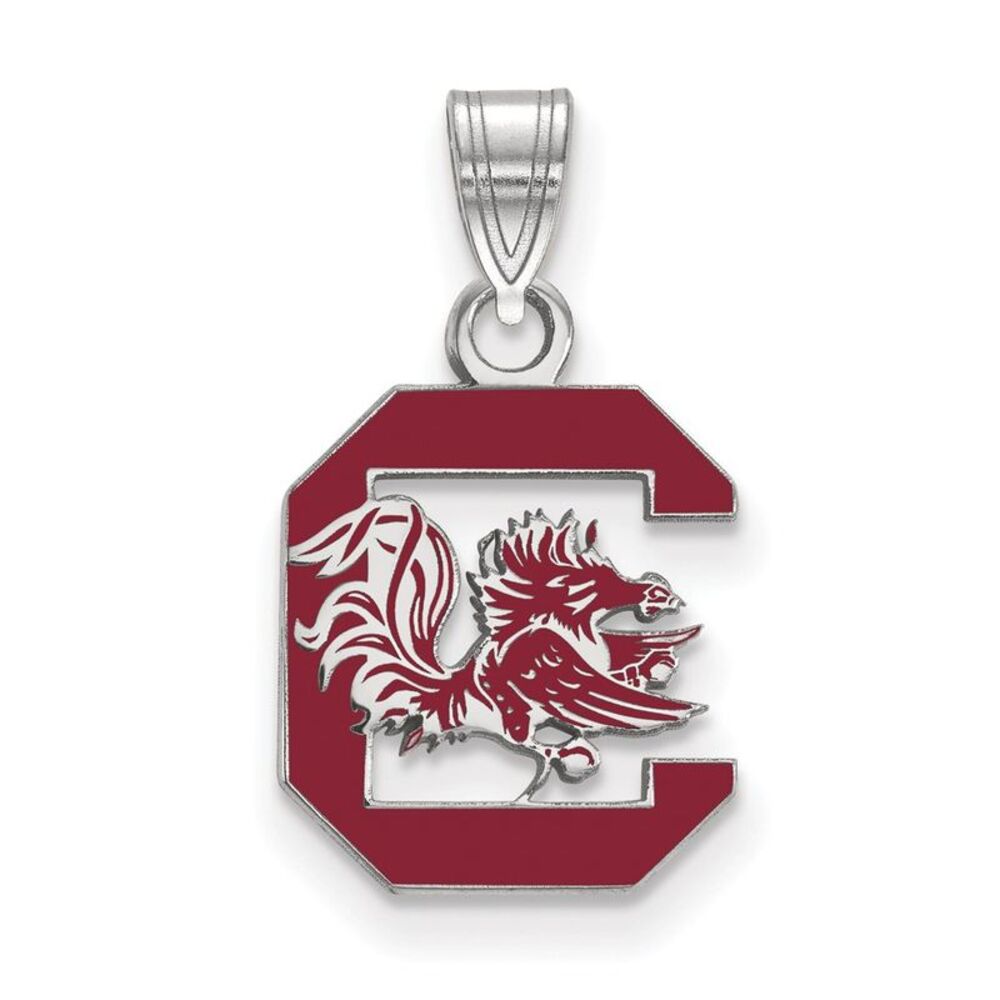 Sterling Silver, University, South Carolina, MD Red Enamel Pendant